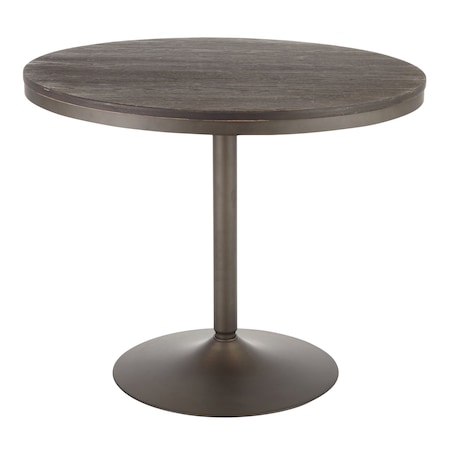 Dakota Dining Table In Antique Metal And Espresso Bamboo